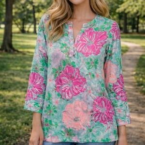 LILLY PULITZER Floral Amelia Island Tunic Lightweight Top S